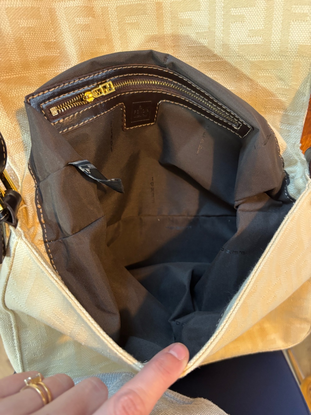 Fendi Cream Canvas Zucca Mamma Baguette Shoulder Bag - Picture 7 of 9